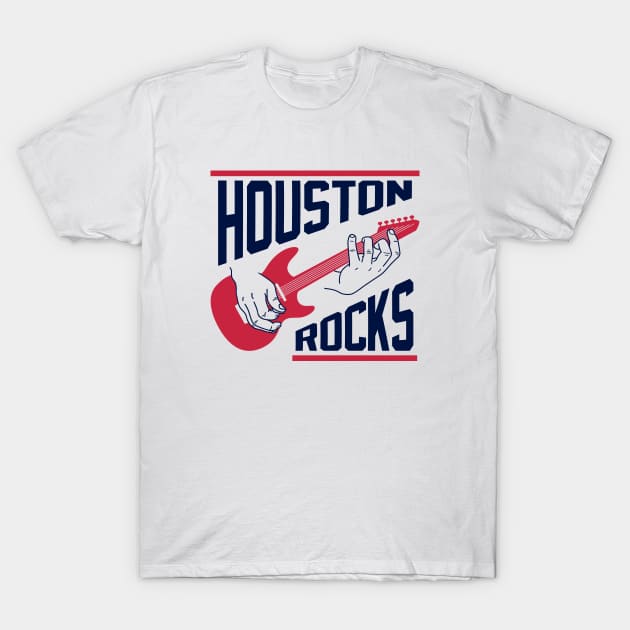 Houston Rocks Air Guitar - White T-Shirt by KFig21